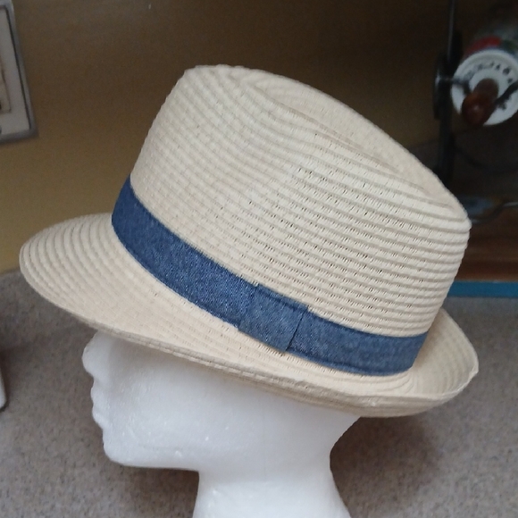 Old Navy Tan Fedora with Blue Band - Picture 2 of 6